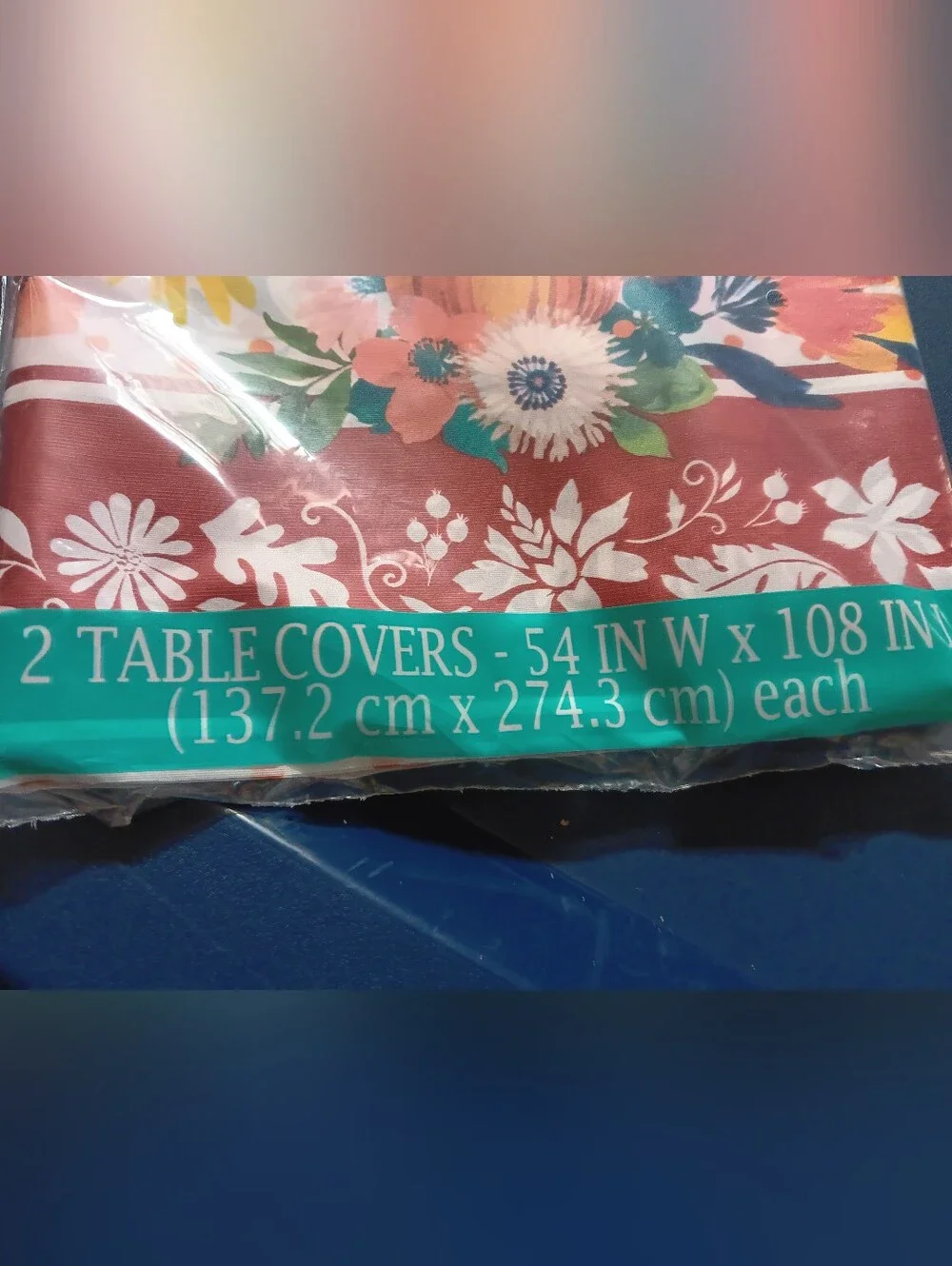 Festive Floral Pumpkin Party Pair Of Table Covers - Teal & Coral
